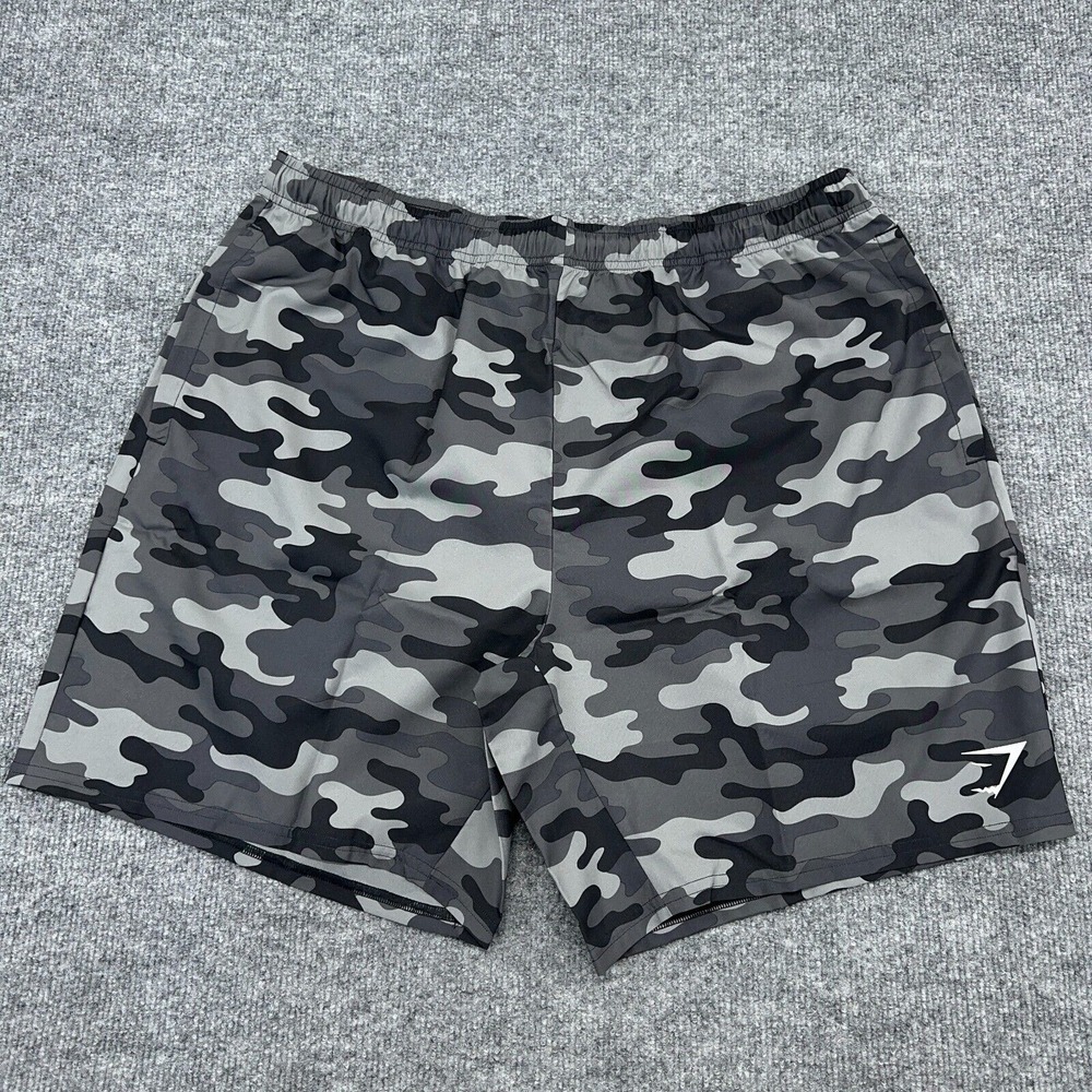 Gymshark Camo Athletic Shorts - Black and Gray